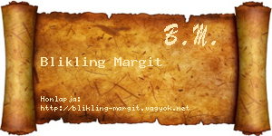 Blikling Margit névjegykártya